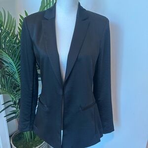 Elegant Black Satin Women's Blazer